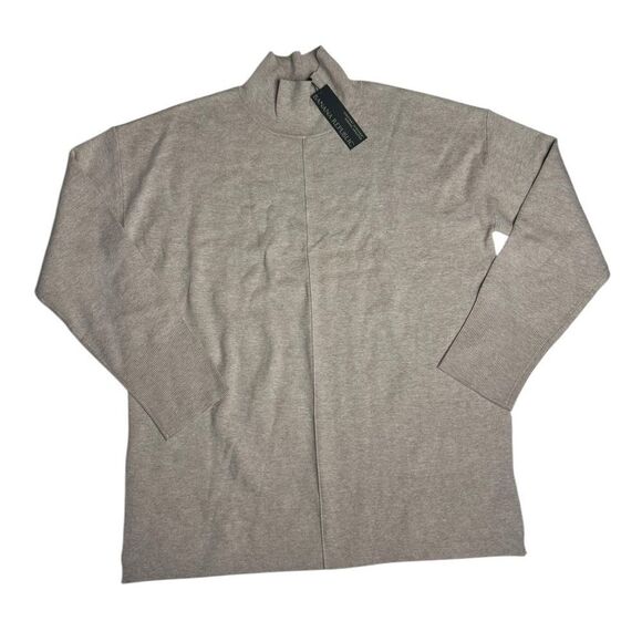 Banana Republic Lenzing Ecovero Serene Mock Neck Sweater Light Taupe Medium NWT - Picture 1 of 9